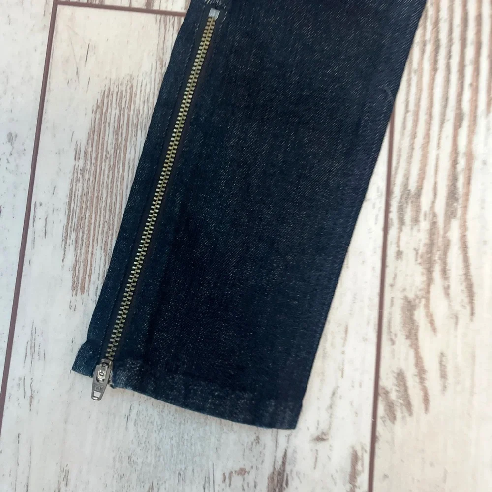 Rag & Bone Kensington Moto Skinny Jeans Dark Blue Zip Detail Size 24 NWT - Picture 6 of 16